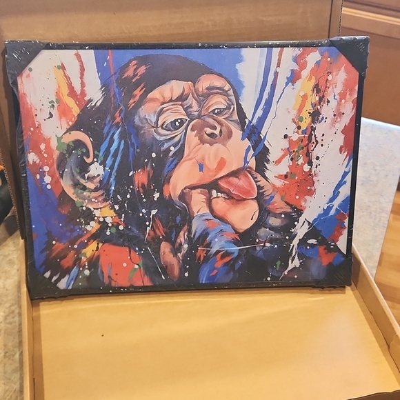 Chimpanzee canvas framed - Picture 3 of 6